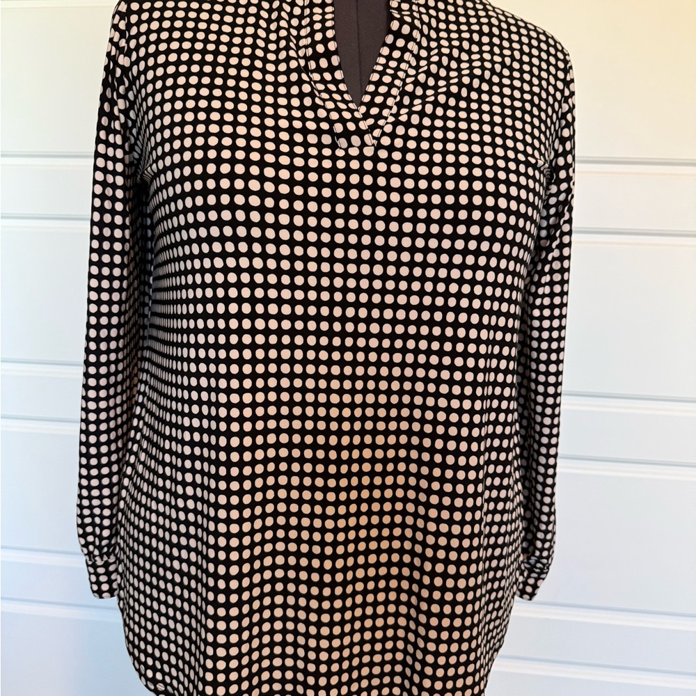 Anne Klein Black and White Polka Dot Blouse